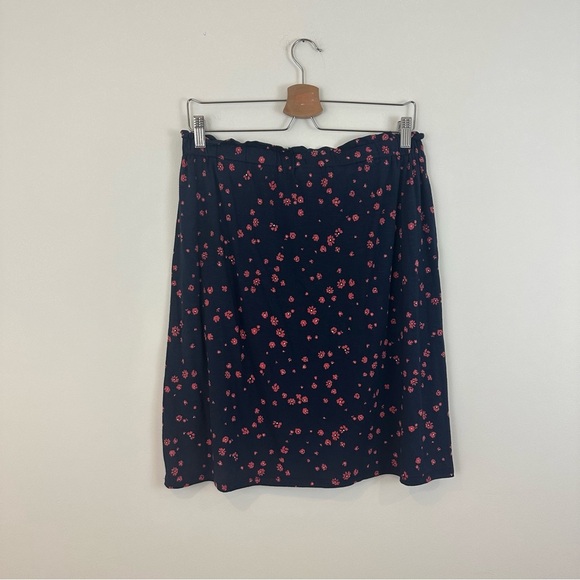 J. Jill | Navy and Red Floral Tie Waist Jersey Knee Length Skirt Size Small - Picture 6 of 6